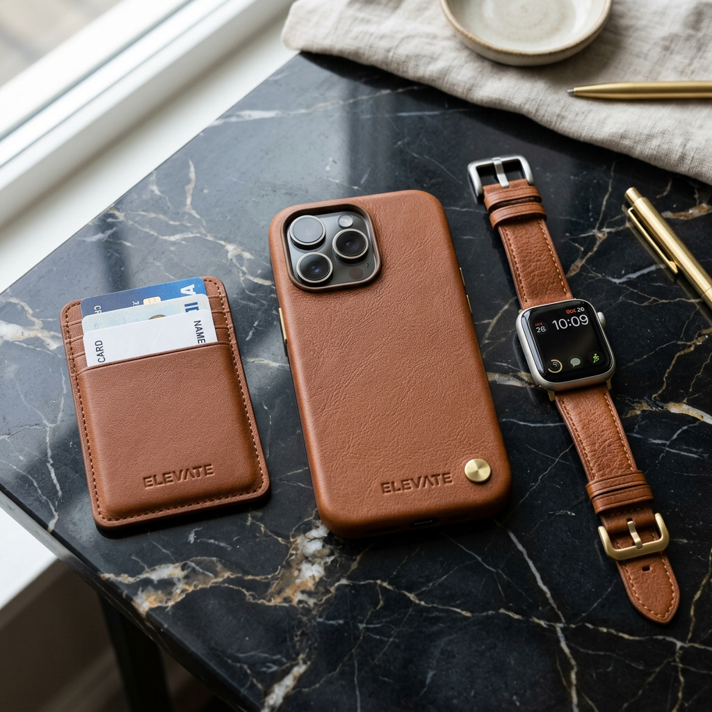 Executive Leather Case with Wallet and Strap Bundle