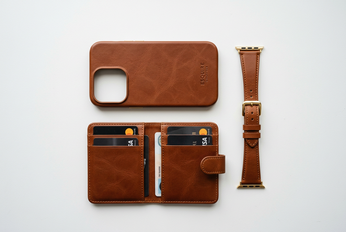 Executive Leather Case with Wallet and Strap Bundle
